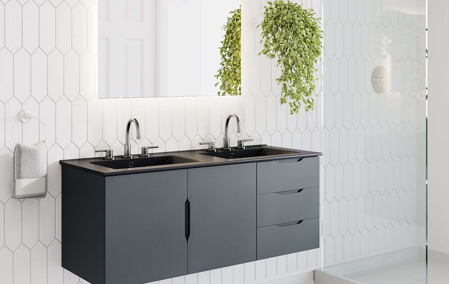Bellamy 48" Double Sink Bathroom Vanity in Gray Black