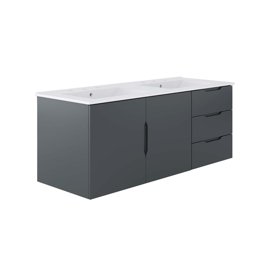 Bellamy 48" Double Sink Bathroom Vanity in Gray White