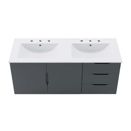 Vitality 48" Double Sink Bathroom Vanity in Gray White