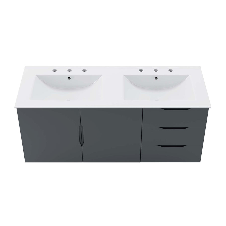 Bellamy 48" Double Sink Bathroom Vanity in Gray White