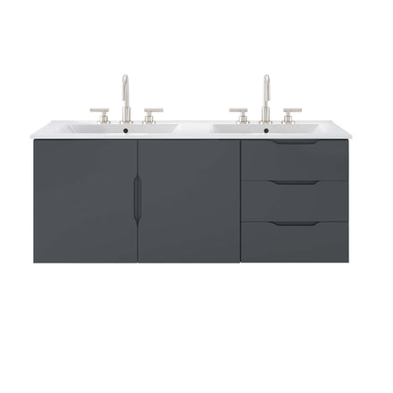Vitality 48" Double Sink Bathroom Vanity in Gray White