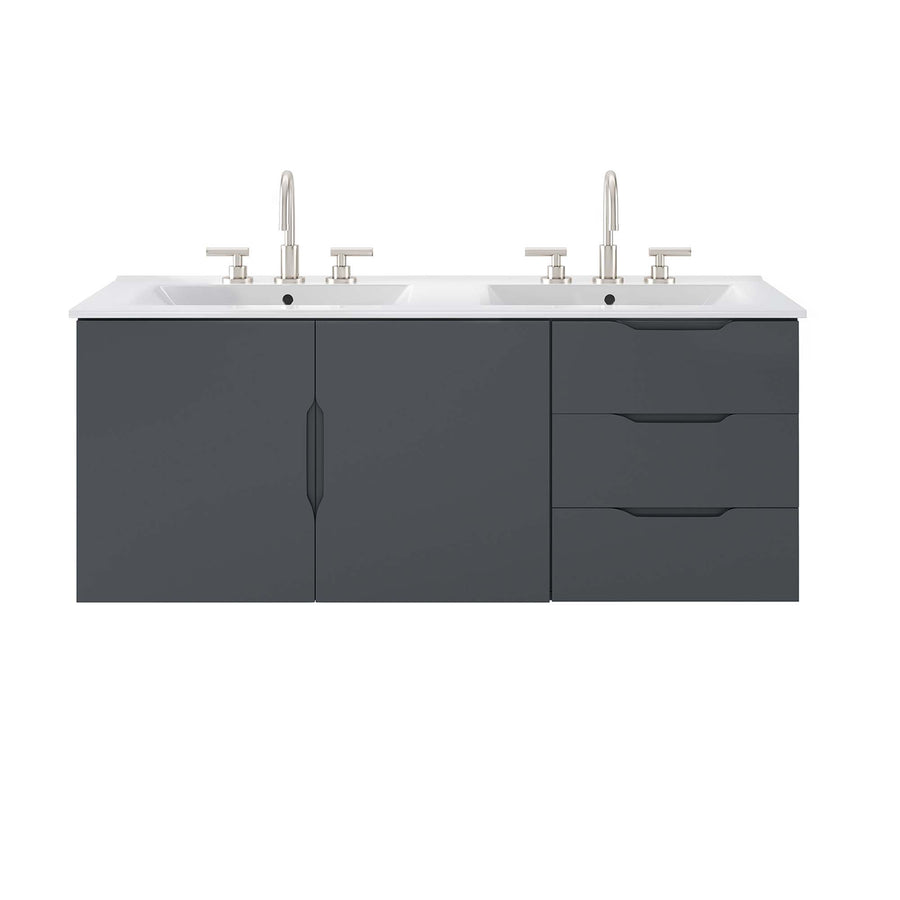Bellamy 48" Double Sink Bathroom Vanity in Gray White