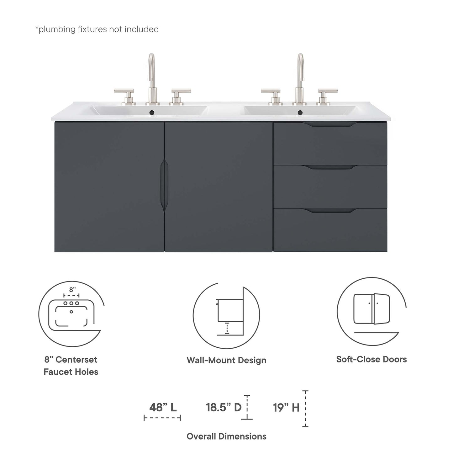 Vitality 48" Double Sink Bathroom Vanity by Furniture For America