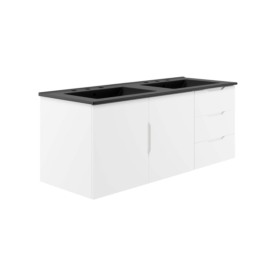 Bellamy 48" Double Sink Bathroom Vanity in White Black