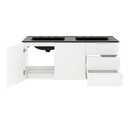 Vitality 48" Double Sink Bathroom Vanity in White Black