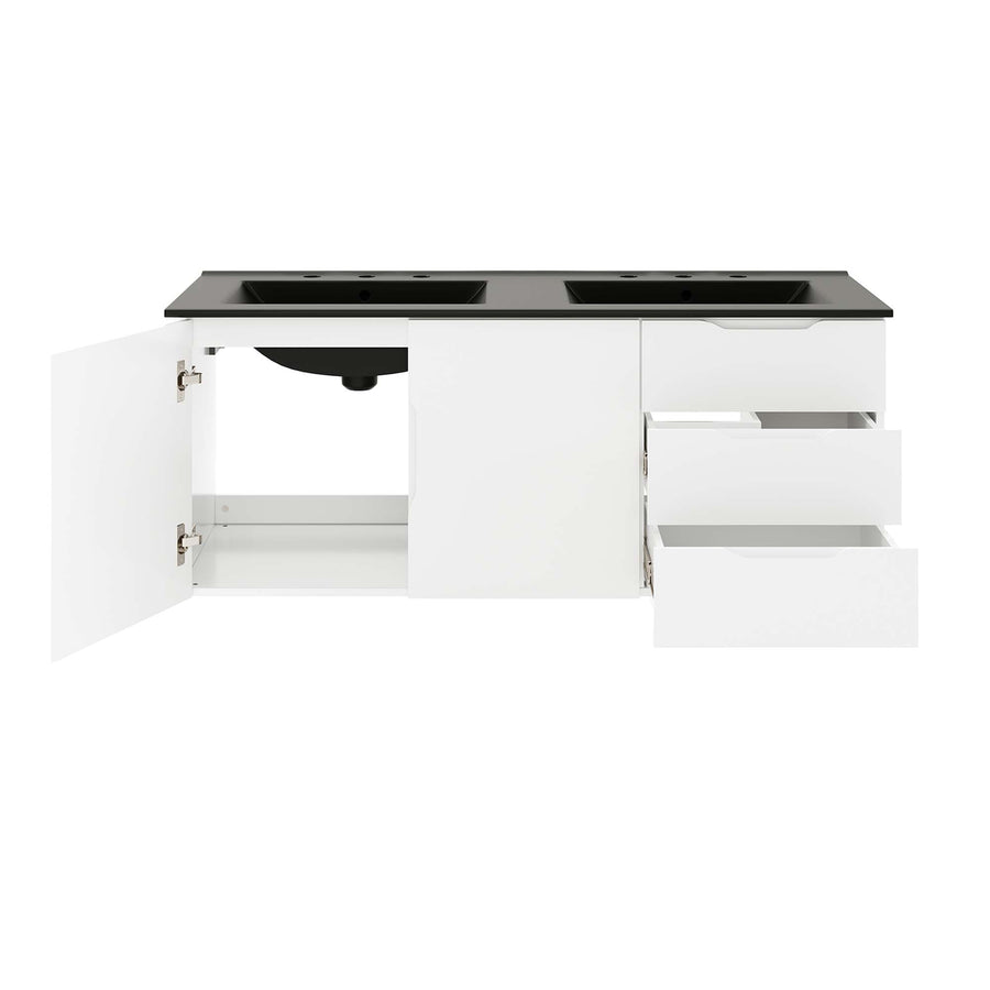 Bellamy 48" Double Sink Bathroom Vanity in White Black