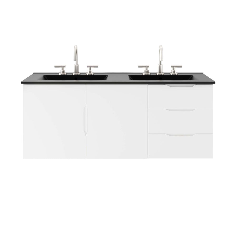 Bellamy 48" Double Sink Bathroom Vanity in White Black