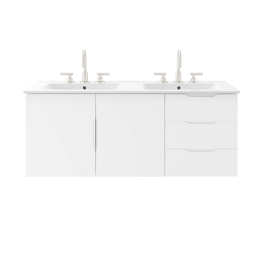 Bellamy 48" Double Sink Bathroom Vanity in White White