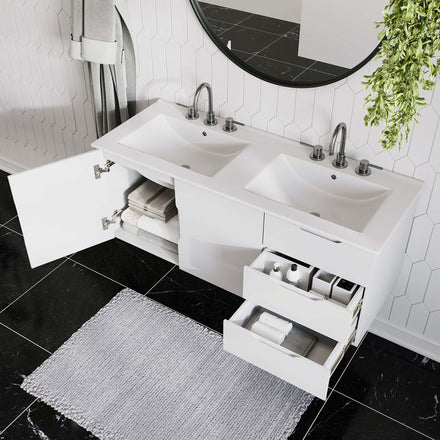 Vitality 48" Double Sink Bathroom Vanity in White White