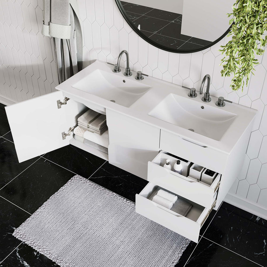 Bellamy 48" Double Sink Bathroom Vanity in White White