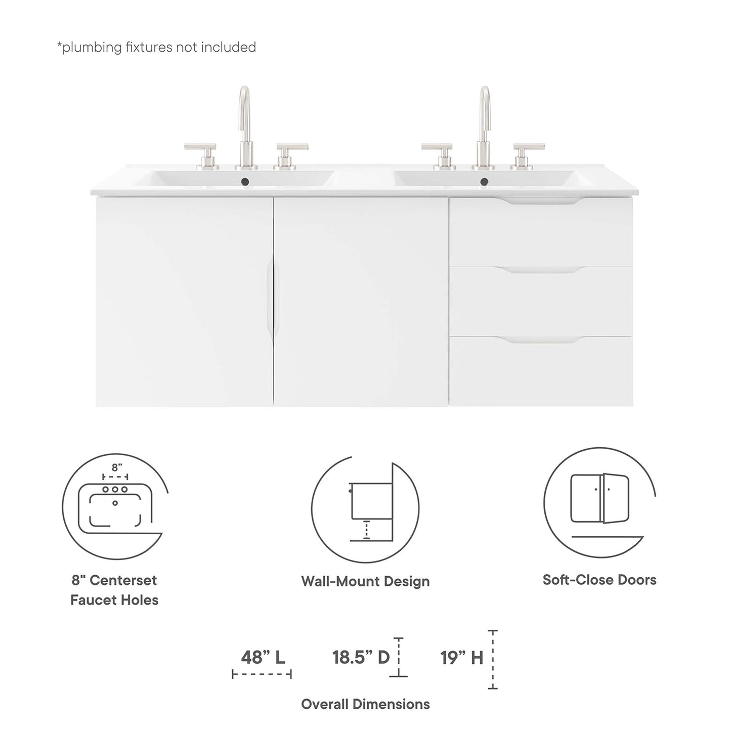 Vitality 48" Double Sink Bathroom Vanity by Furniture For America