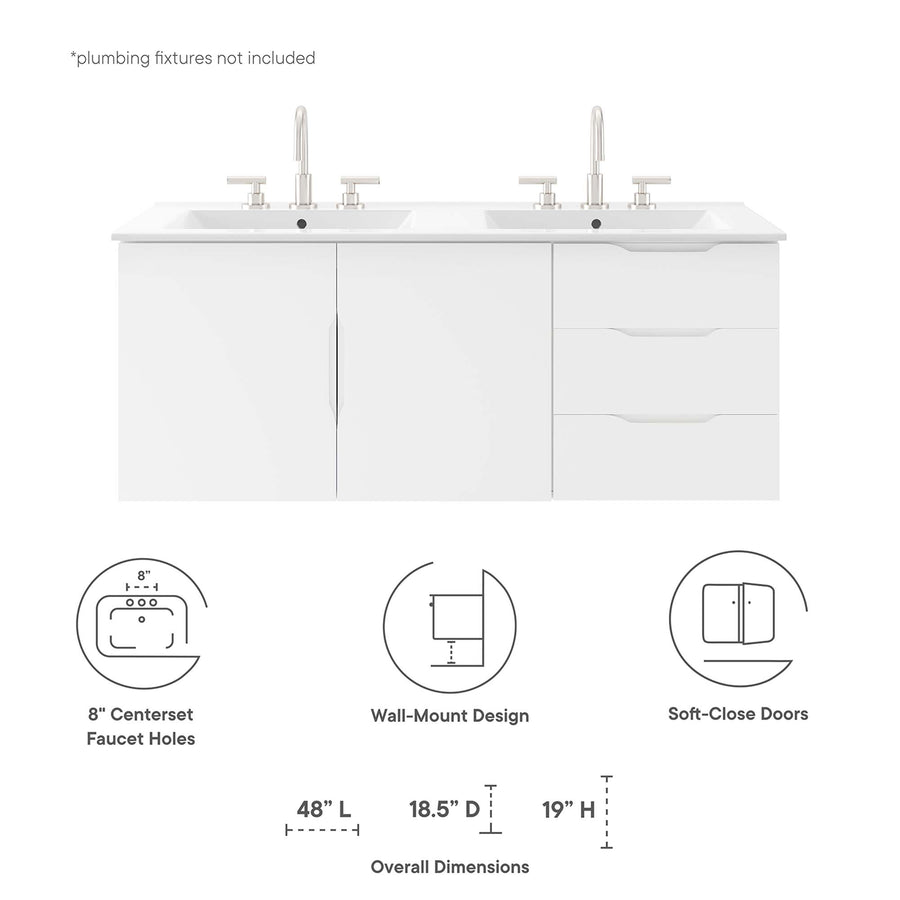 Bellamy 48" Double Sink Bathroom Vanity in White White