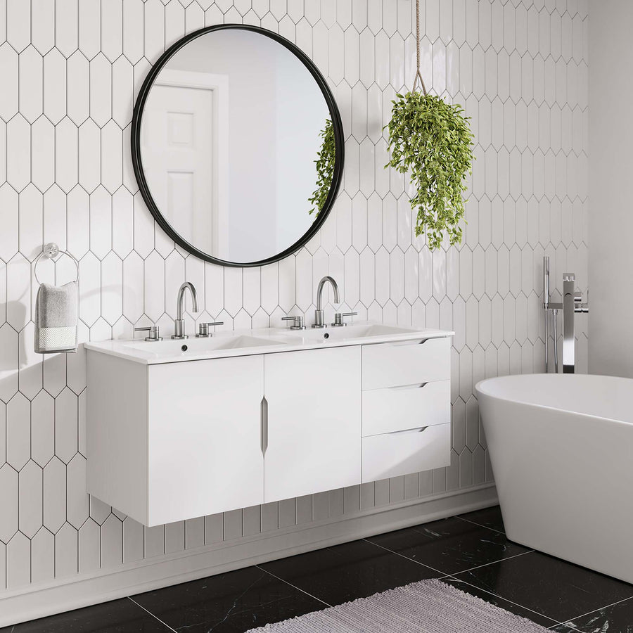 Bellamy 48" Double Sink Bathroom Vanity in White White