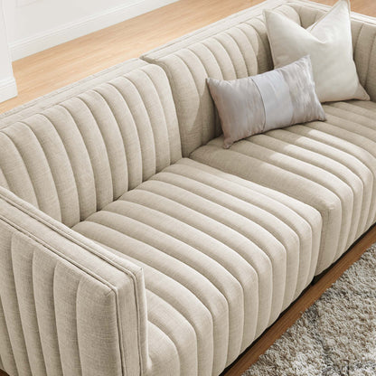 Conjure Channel Tufted Upholstered Fabric Loveseat by Furniture for America