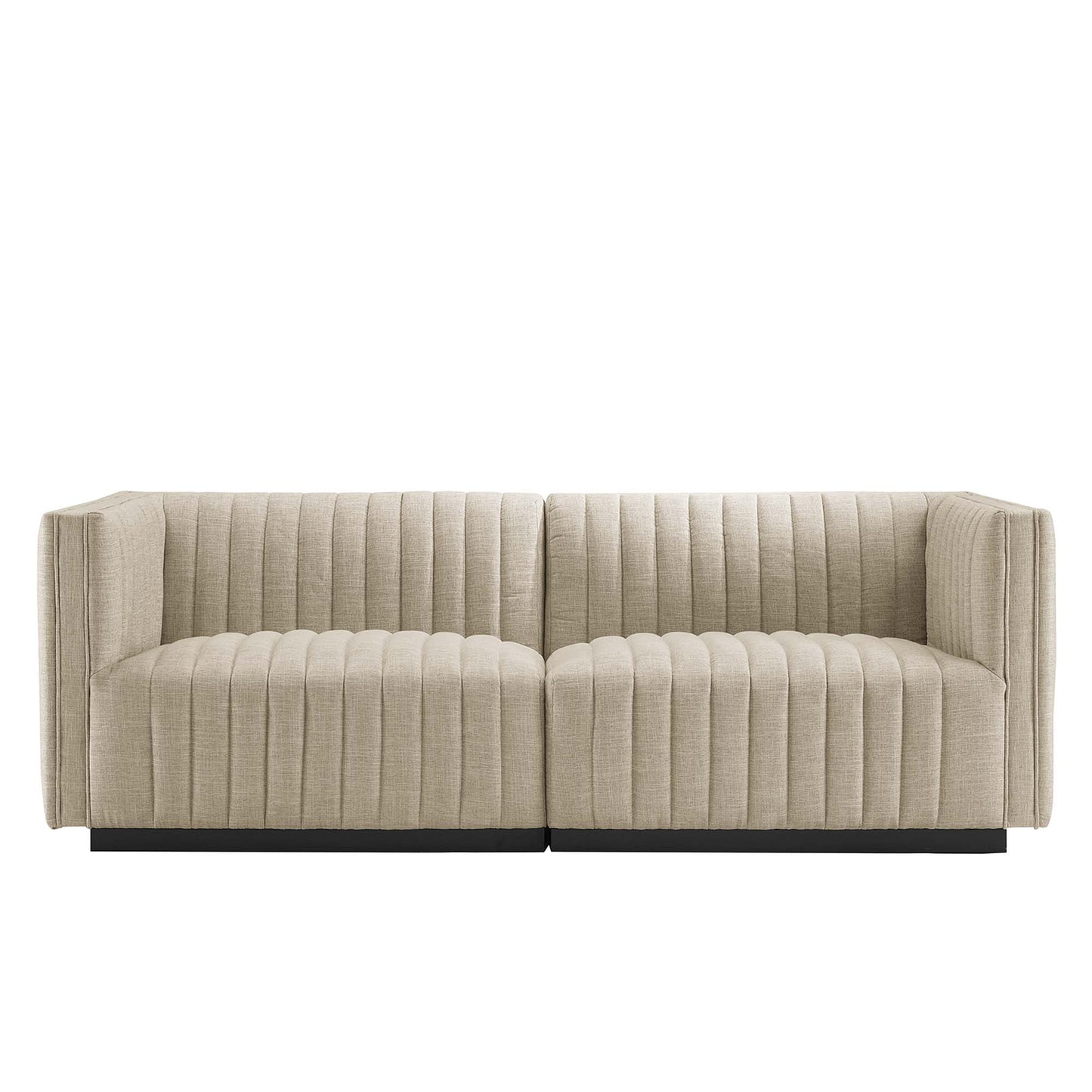 Conjure Channel Tufted Upholstered Fabric Loveseat by Furniture for America
