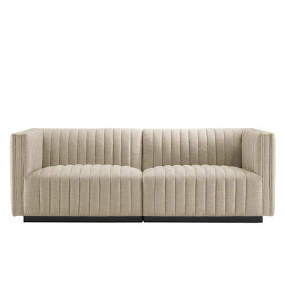 Conjure Channel Tufted Upholstered Fabric Loveseat by Furniture for America