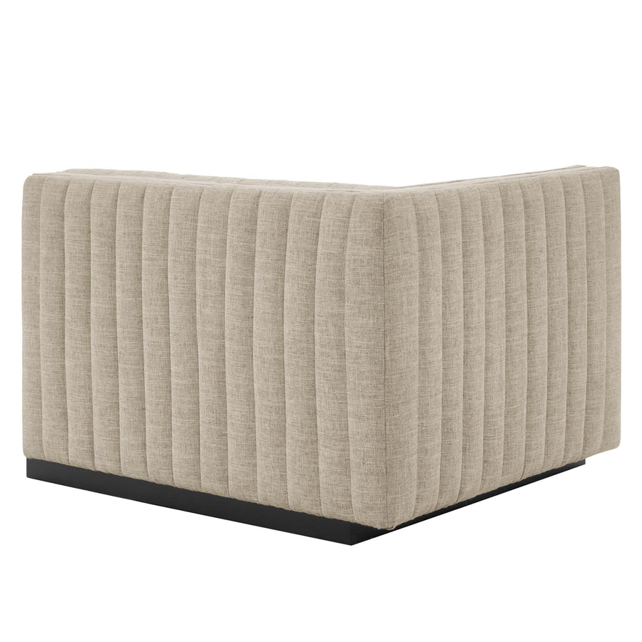 Olive Channel Tufted Upholstered Fabric Loveseat in Black Beige