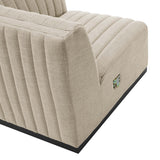 Olive Channel Tufted Upholstered Fabric Loveseat in Black Beige
