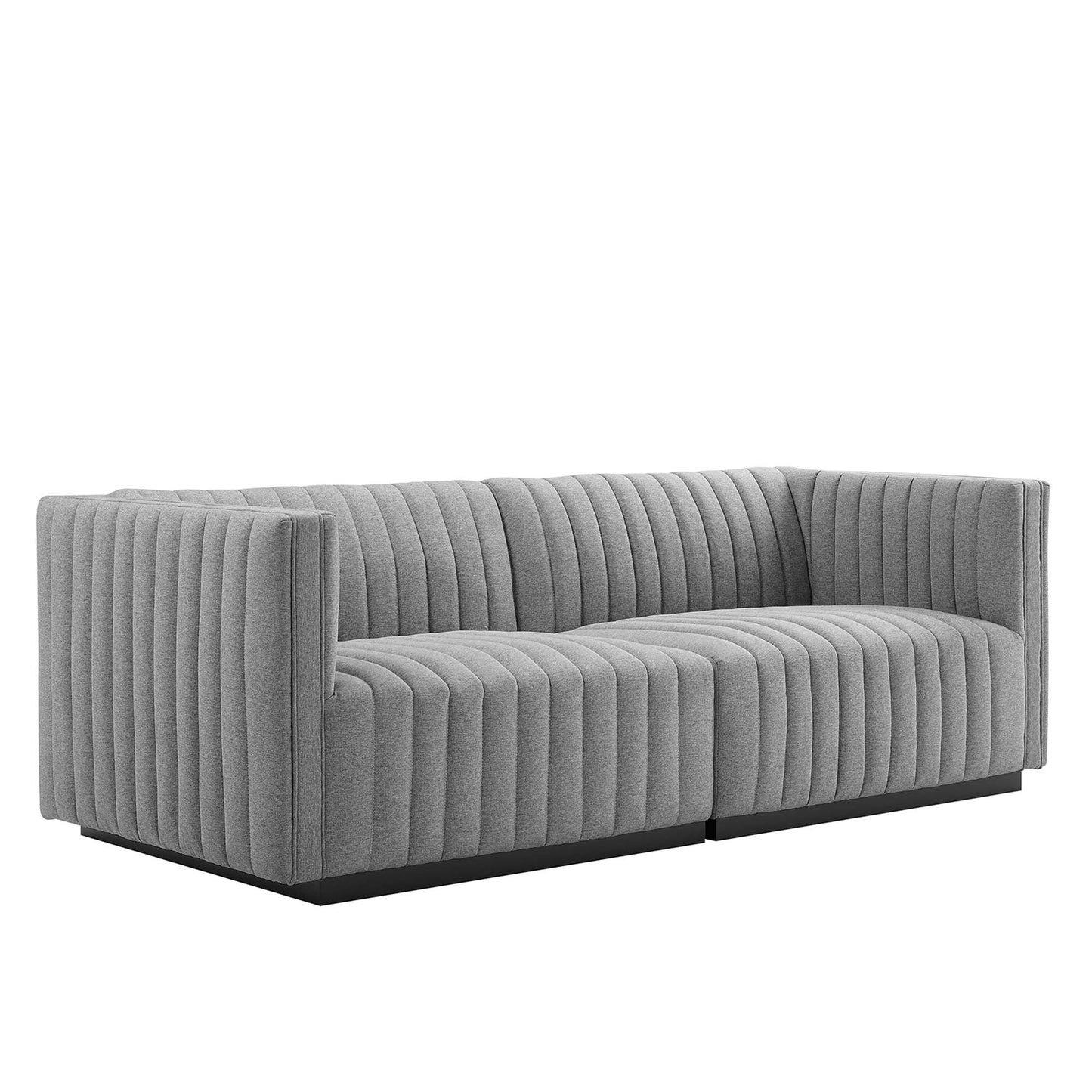 Conjure Channel Tufted Upholstered Fabric Loveseat by Furniture for America