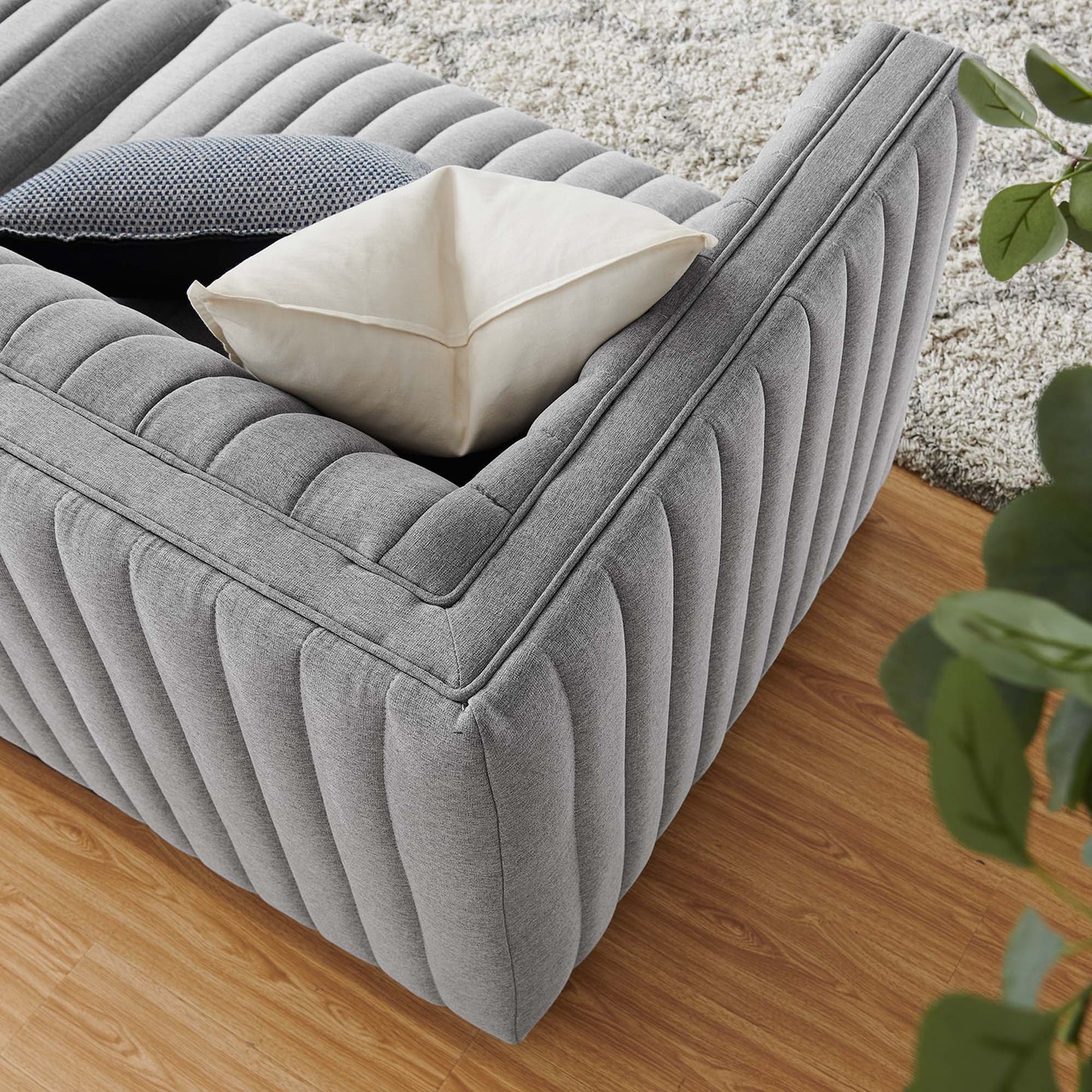 Conjure Channel Tufted Upholstered Fabric Loveseat by Furniture for America