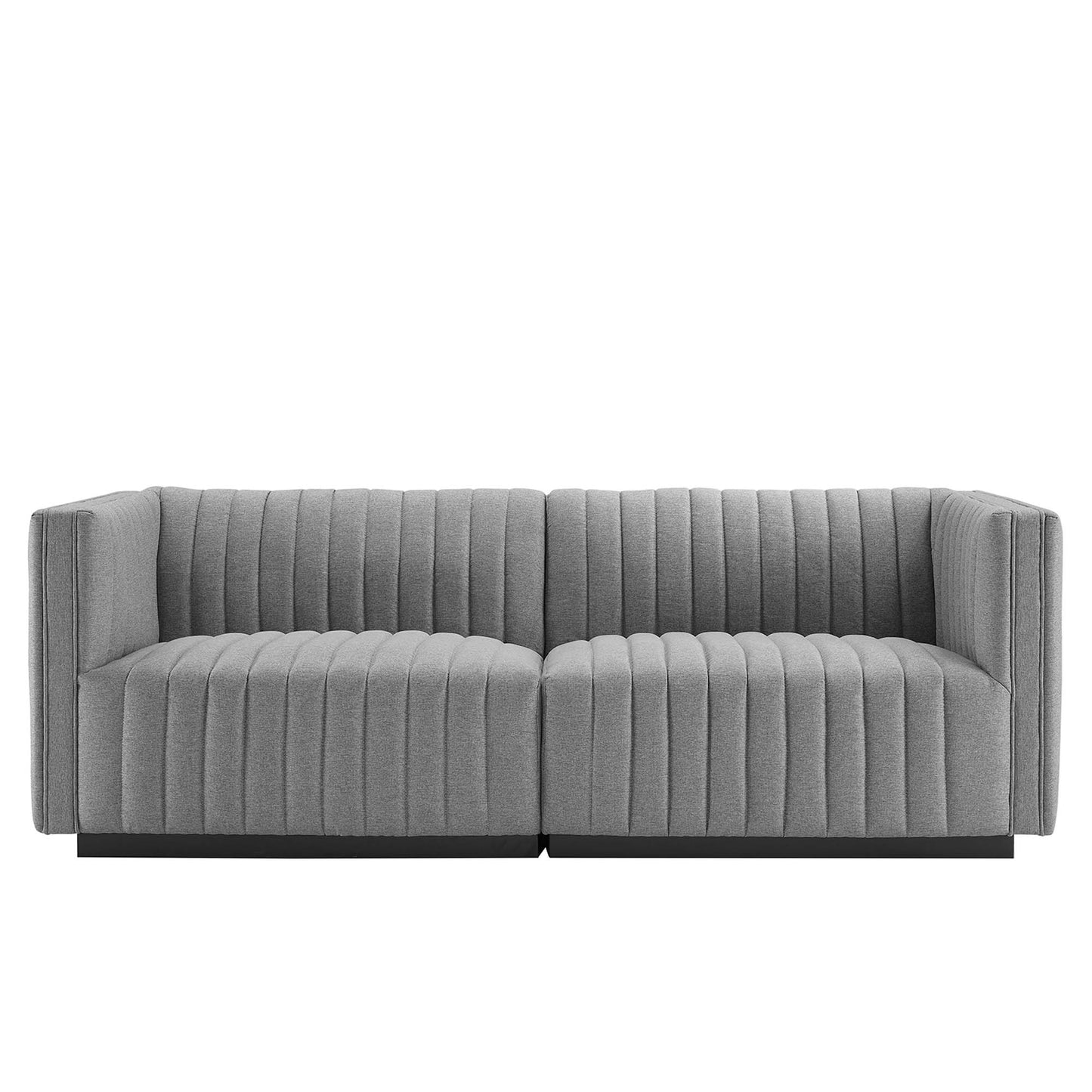 Conjure Channel Tufted Upholstered Fabric Loveseat by Furniture for America