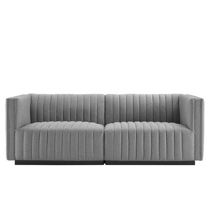 Conjure Channel Tufted Upholstered Fabric Loveseat by Furniture for America