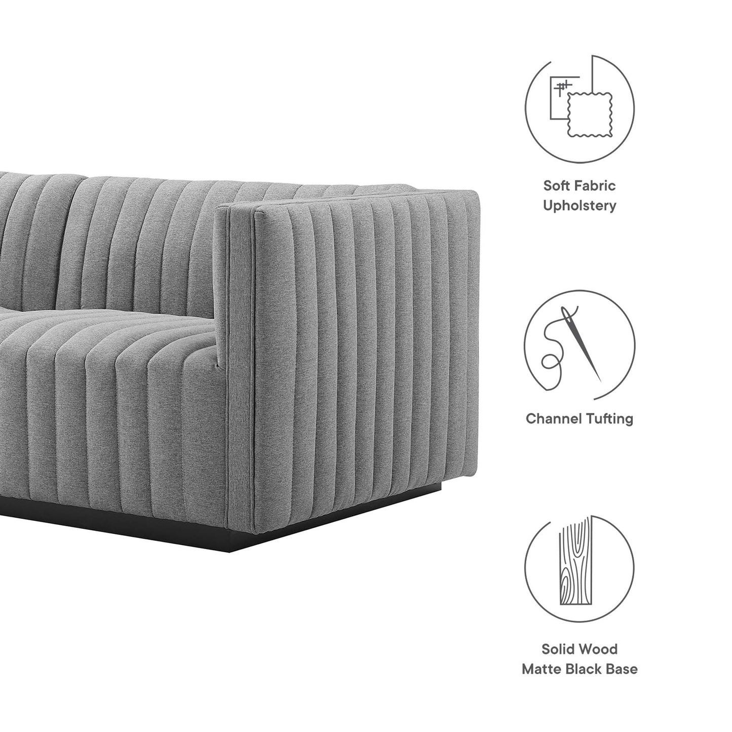 Conjure Channel Tufted Upholstered Fabric Loveseat by Furniture for America