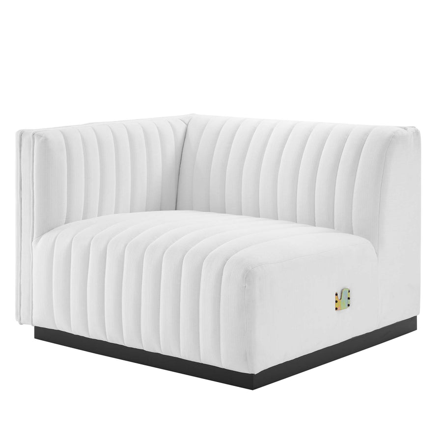 Olive Channel Tufted Upholstered Fabric Loveseat in Black White