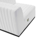 Olive Channel Tufted Upholstered Fabric Loveseat in Black White