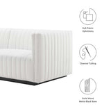 Olive Channel Tufted Upholstered Fabric Loveseat in Black White