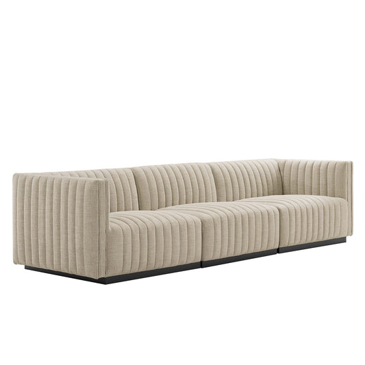 Conjure Channel Tufted Upholstered Fabric Sofa by Furniture for America
