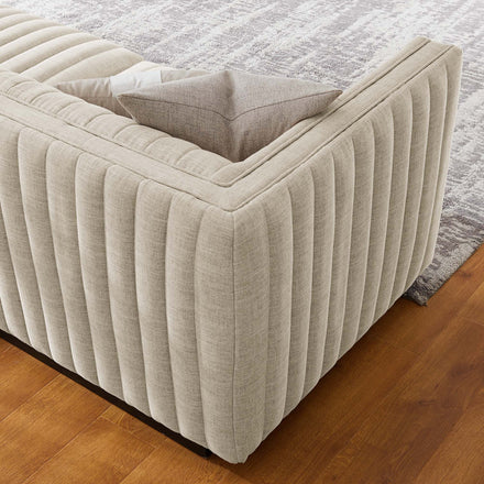 Conjure Channel Tufted Upholstered Fabric Sofa in Black Beige