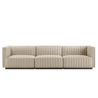 Conjure Channel Tufted Upholstered Fabric Sofa by Furniture for America