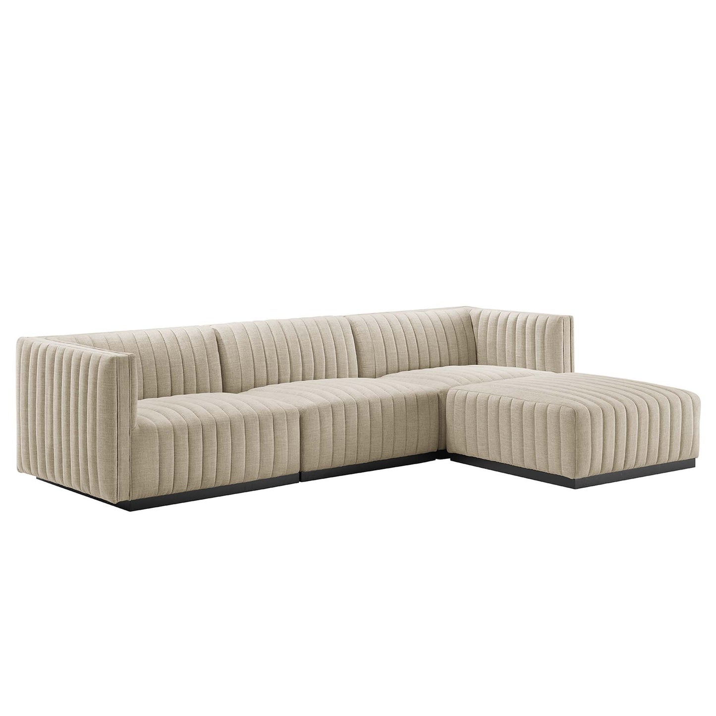 Conjure 4-Piece Channel Tufted Upholstered Fabric Sectional Sofa by Furniture for America