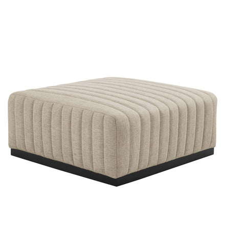 Conjure 4-Piece Channel Tufted Upholstered Fabric Sectional Sofa in Black Beige
