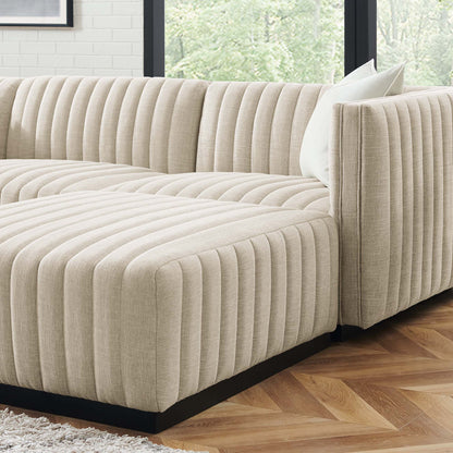 Conjure 4-Piece Channel Tufted Upholstered Fabric Sectional Sofa by Furniture for America