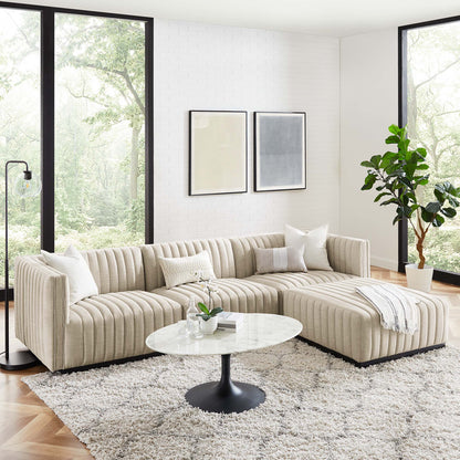 Conjure 4-Piece Channel Tufted Upholstered Fabric Sectional Sofa by Furniture for America