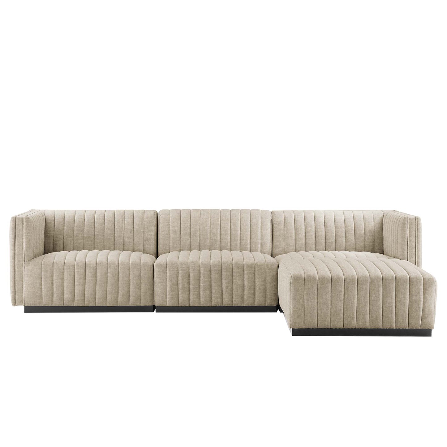 Conjure 4-Piece Channel Tufted Upholstered Fabric Sectional Sofa by Furniture for America