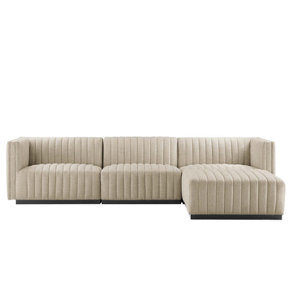 Conjure 4-Piece Channel Tufted Upholstered Fabric Sectional Sofa by Furniture for America