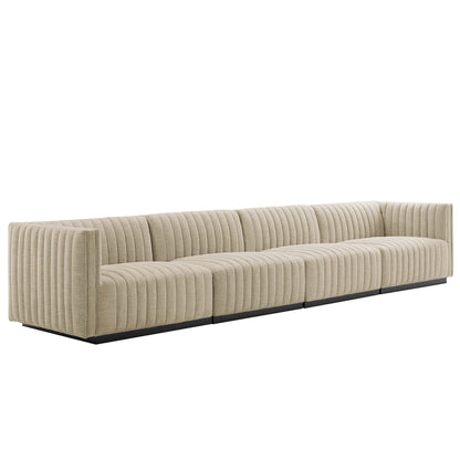 Conjure 4-Piece Channel Tufted Upholstered Fabric Sofa by Furniture for America
