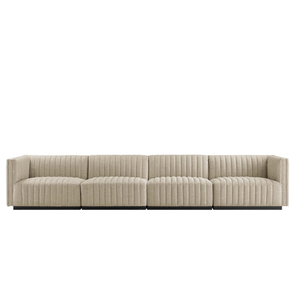 Conjure 4-Piece Channel Tufted Upholstered Fabric Sofa by Furniture for America