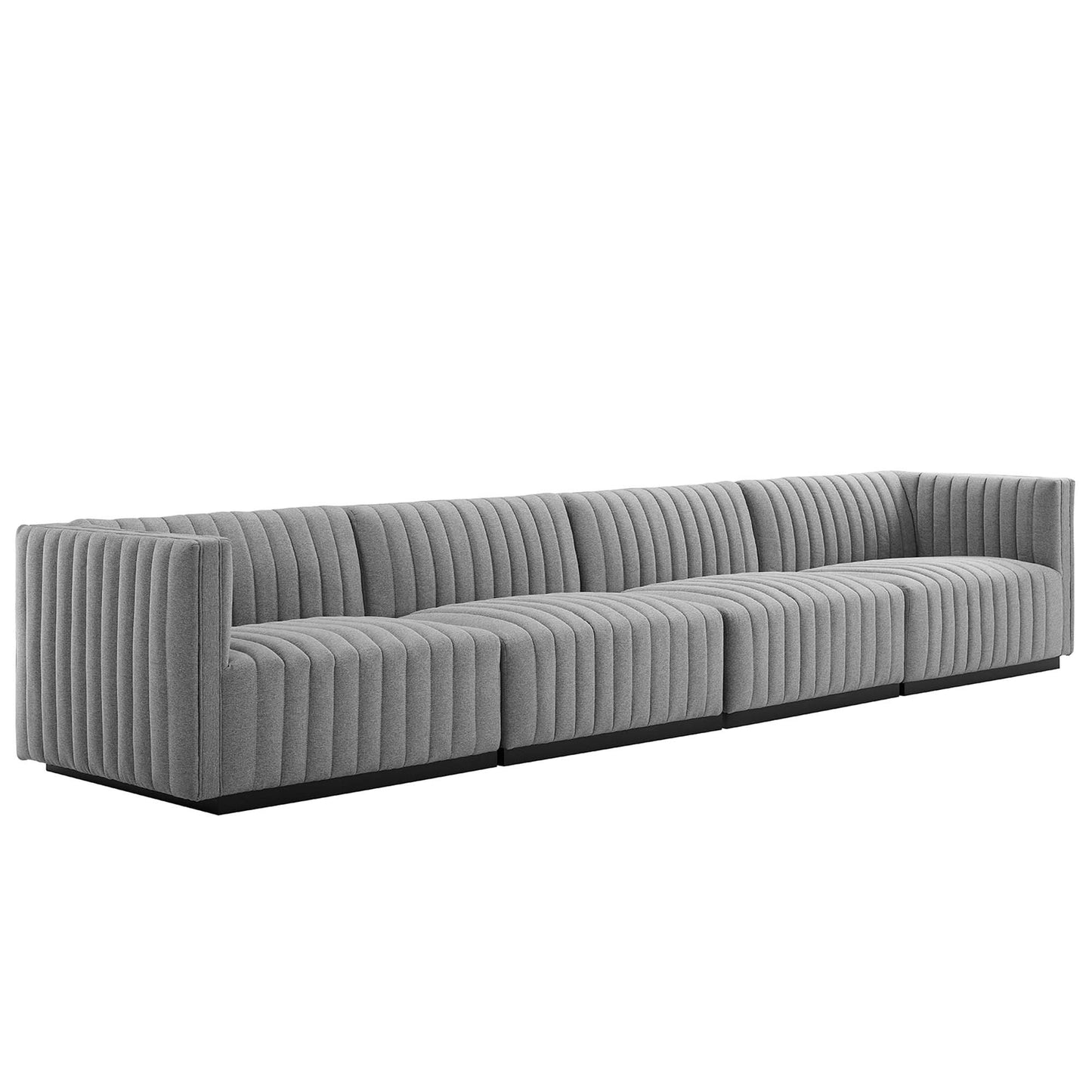 Conjure 4-Piece Channel Tufted Upholstered Fabric Sofa by Furniture for America