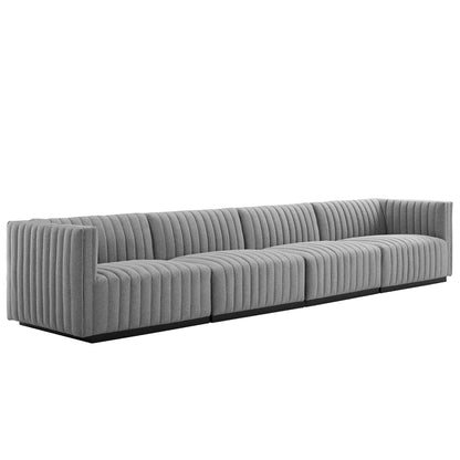 Conjure 4-Piece Channel Tufted Upholstered Fabric Sofa by Furniture for America