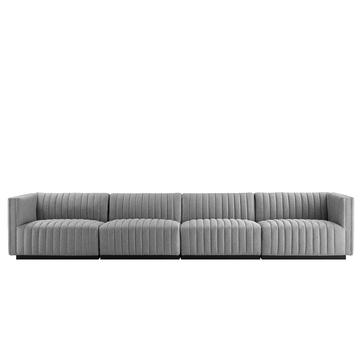 Conjure 4-Piece Channel Tufted Upholstered Fabric Sofa by Furniture for America