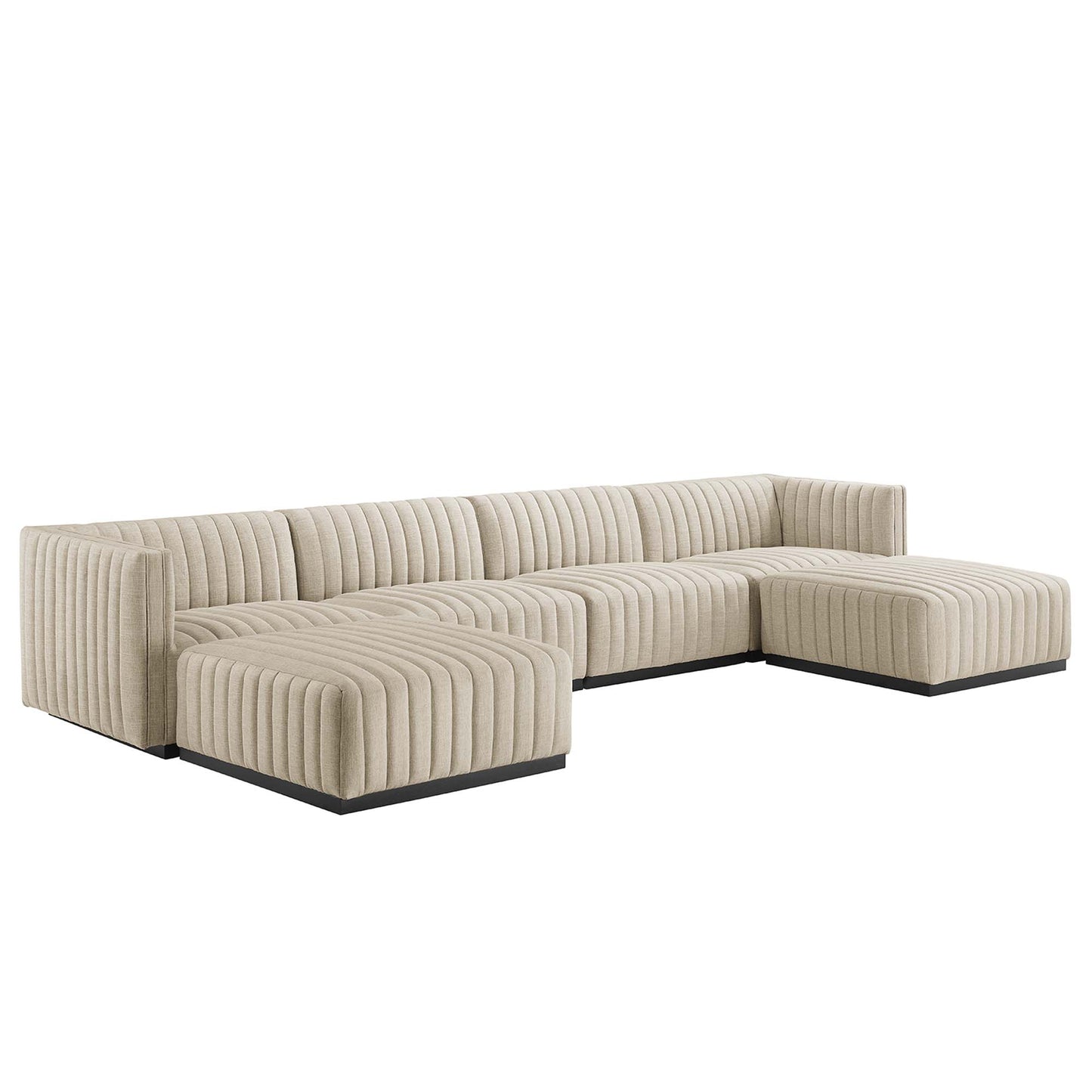 Conjure 6-Piece Channel Tufted Upholstered Fabric Sectional Sofa by Furniture for America