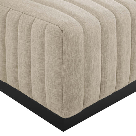 Conjure 6-Piece Channel Tufted Upholstered Fabric Sectional Sofa in Black Beige