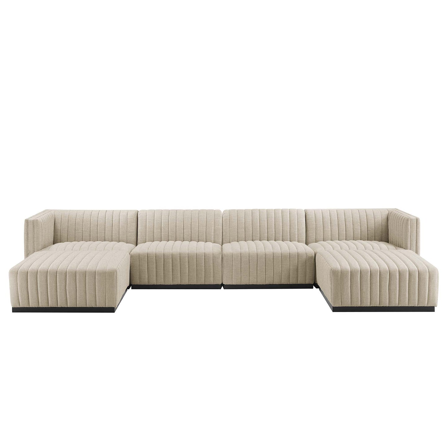 Conjure 6-Piece Channel Tufted Upholstered Fabric Sectional Sofa by Furniture for America