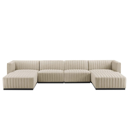 Conjure 6-Piece Channel Tufted Upholstered Fabric Sectional Sofa by Furniture for America