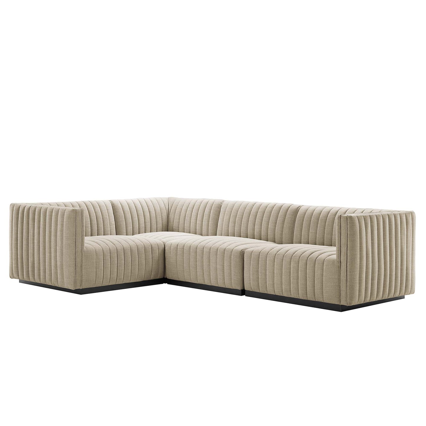 Conjure 4-Piece Channel Tufted Upholstered Fabric L-Shaped Sectional by Furniture for America