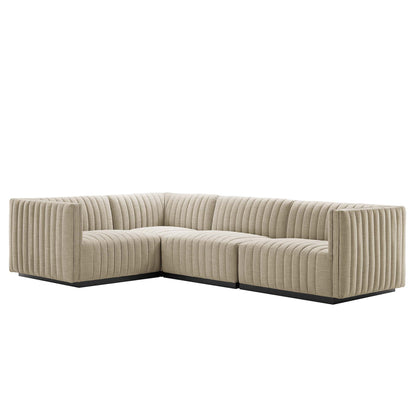 Conjure 4-Piece Channel Tufted Upholstered Fabric L-Shaped Sectional by Furniture for America